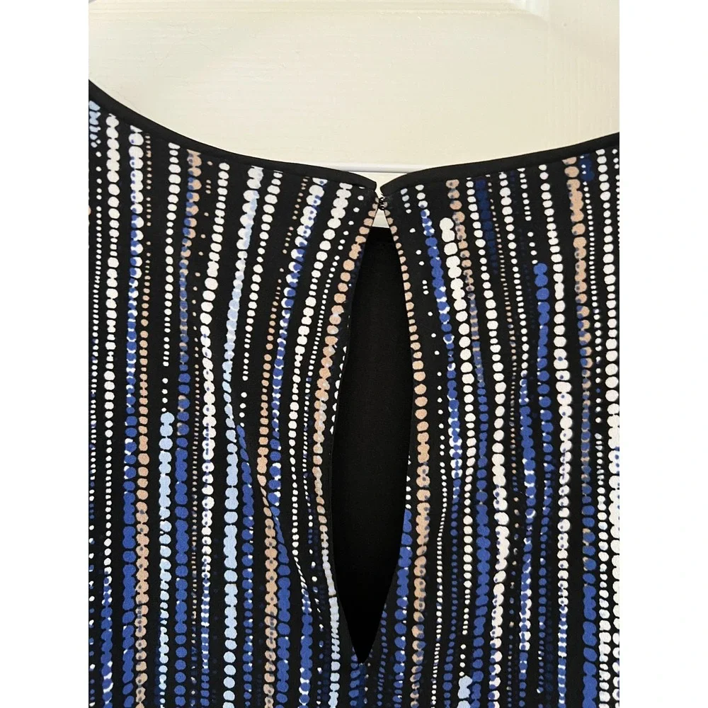WHBM Blouson Mini Dress‎ Women's Medium Black Blue Sequin Stripe Cocktail Party